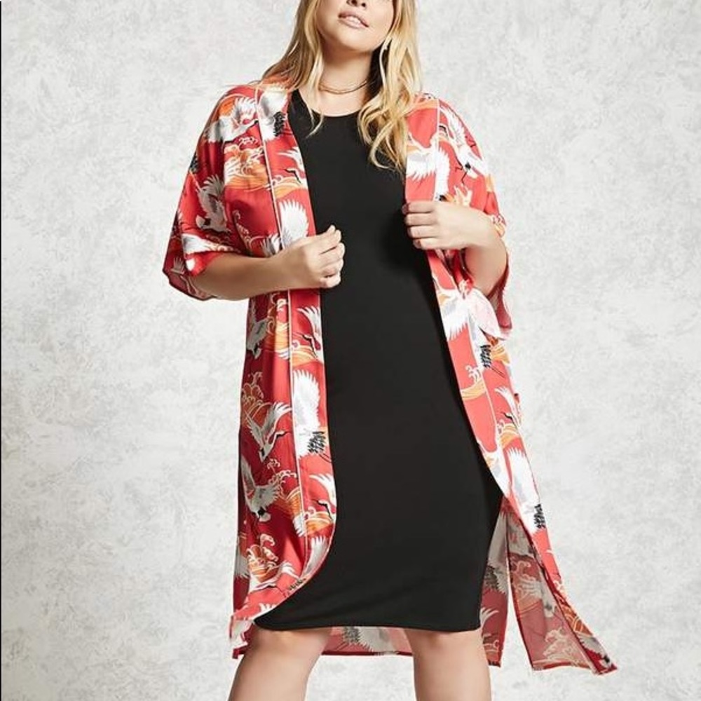 Forever 21 + plus crane kimono 1X